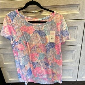 Lilly Pulitzer Pink and Blue Short Sleeve Top